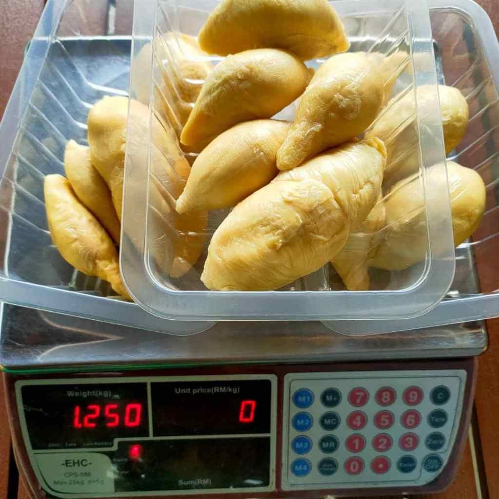 the durian d24 or durian xo being weighed for delivery