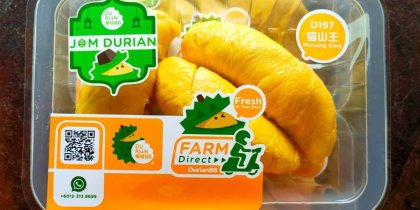 Vacuum-packed Musang King durian prepared for delivery this raya season